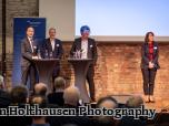 v.l.: Frank Walter, Vorsitzender Richter am OLG Hamm, Dipl.-Ing. (FH) Jochen Florczak, öbuvSV für Schäden an Gebäuden, Dr. Matthias Orlowski, Rechtsanwalt und Partner bei Mütze Korsch Rechtsanwaltsgesellschaft mbH und Moderatorin Katja Hennig, Juristin aus dem Rechtsreferat der IK-Bau NRW.
